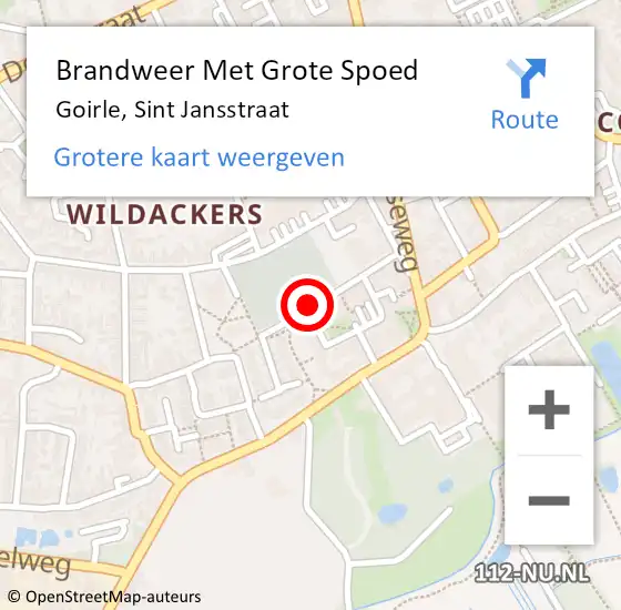 Locatie op kaart van de 112 melding: Brandweer Met Grote Spoed Naar Goirle, Sint Jansstraat op 17 april 2021 13:58