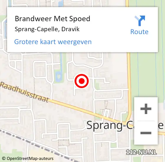 Locatie op kaart van de 112 melding: Brandweer Met Spoed Naar Sprang-Capelle, Dravik op 17 april 2021 15:25