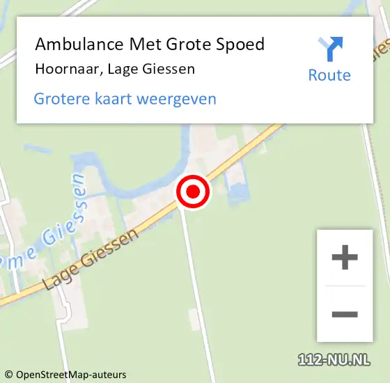 Locatie op kaart van de 112 melding: Ambulance Met Grote Spoed Naar Hoornaar, Lage Giessen op 17 april 2021 15:25