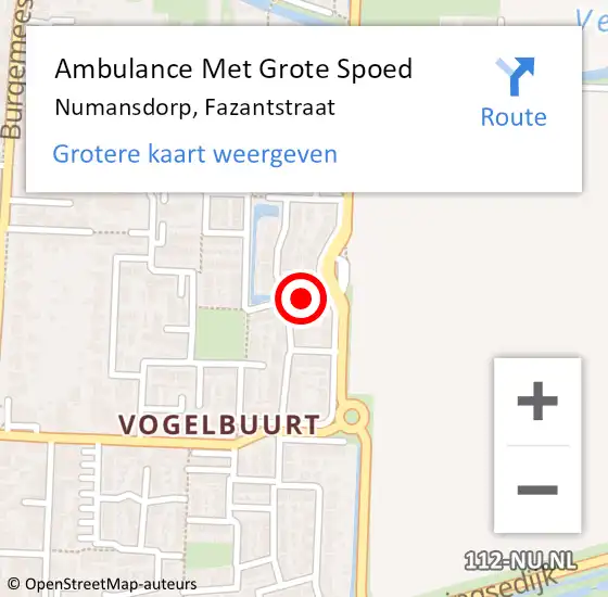 Locatie op kaart van de 112 melding: Ambulance Met Grote Spoed Naar Numansdorp, Fazantstraat op 17 april 2021 15:45