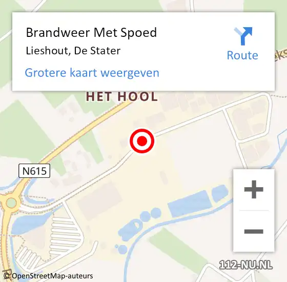 Locatie op kaart van de 112 melding: Brandweer Met Spoed Naar Lieshout, De Stater op 17 april 2021 16:06