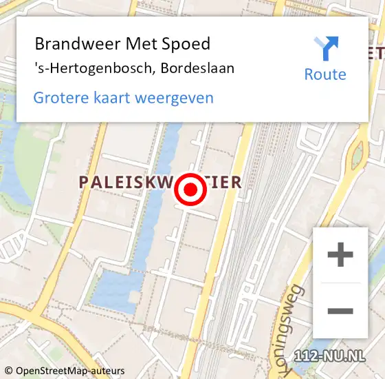 Locatie op kaart van de 112 melding: Brandweer Met Spoed Naar 's-Hertogenbosch, Bordeslaan op 17 april 2021 18:12