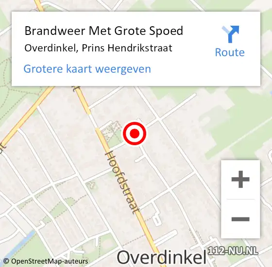 Locatie op kaart van de 112 melding: Brandweer Met Grote Spoed Naar Overdinkel, Prins Hendrikstraat op 17 april 2021 18:17