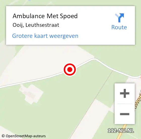 Locatie op kaart van de 112 melding: Ambulance Met Spoed Naar Ooij, Leuthsestraat op 17 april 2021 18:54