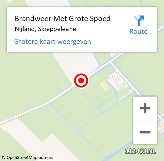 Locatie op kaart van de 112 melding: Brandweer Met Grote Spoed Naar Nijland, Skieppeleane op 17 april 2021 18:59