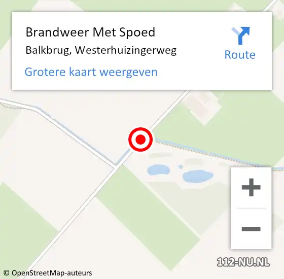 Locatie op kaart van de 112 melding: Brandweer Met Spoed Naar Balkbrug, Westerhuizingerweg op 17 april 2021 19:44