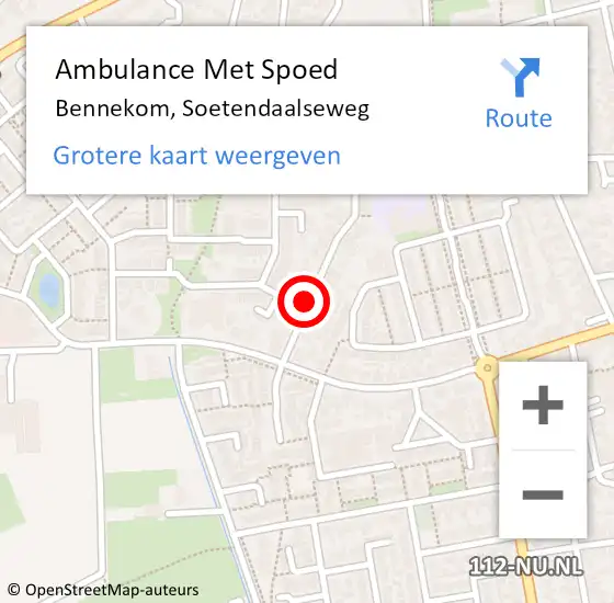 Locatie op kaart van de 112 melding: Ambulance Met Spoed Naar Bennekom, Soetendaalseweg op 17 april 2021 20:35