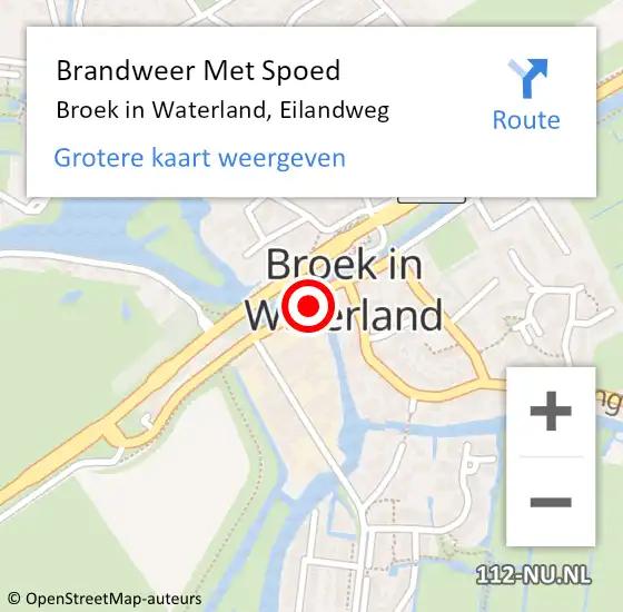 Locatie op kaart van de 112 melding: Brandweer Met Spoed Naar Broek in Waterland, Eilandweg op 17 april 2021 20:41