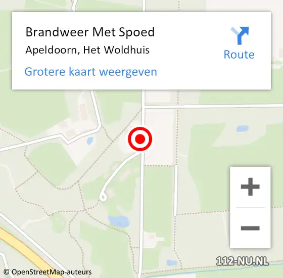 Locatie op kaart van de 112 melding: Brandweer Met Spoed Naar Apeldoorn, Het Woldhuis op 17 april 2021 20:52