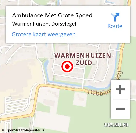 Locatie op kaart van de 112 melding: Ambulance Met Grote Spoed Naar Warmenhuizen, Dorsvlegel op 17 april 2021 21:28