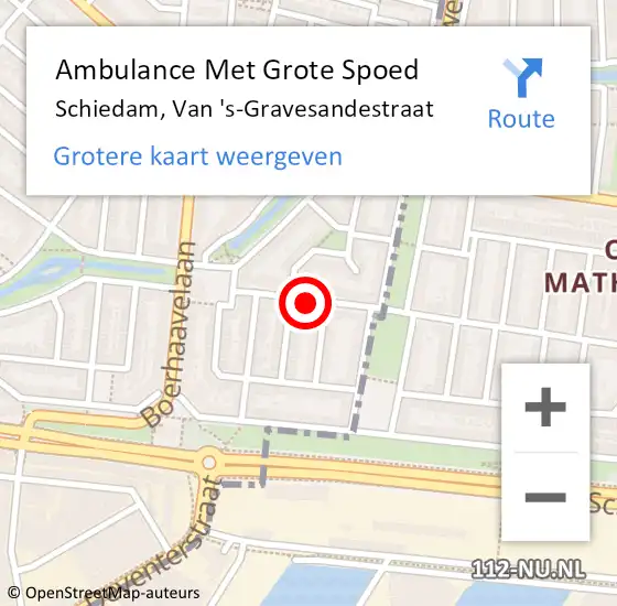 Locatie op kaart van de 112 melding: Ambulance Met Grote Spoed Naar Schiedam, Van 's-Gravesandestraat op 18 april 2021 00:08