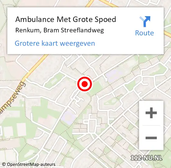 Locatie op kaart van de 112 melding: Ambulance Met Grote Spoed Naar Renkum, Bram Streeflandweg op 18 april 2021 03:23