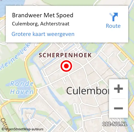 Locatie op kaart van de 112 melding: Brandweer Met Spoed Naar Culemborg, Achterstraat op 18 april 2021 08:42