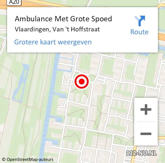 Locatie op kaart van de 112 melding: Ambulance Met Grote Spoed Naar Vlaardingen, van 't Hoffstraat op 18 april 2021 10:29