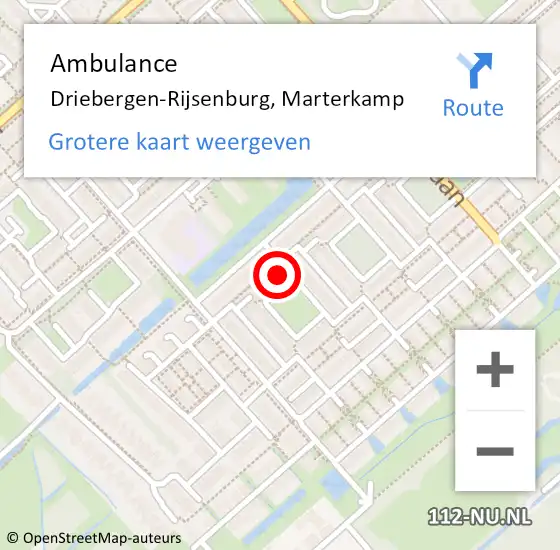 Locatie op kaart van de 112 melding: Ambulance Driebergen-Rijsenburg, Marterkamp op 8 juni 2014 05:47