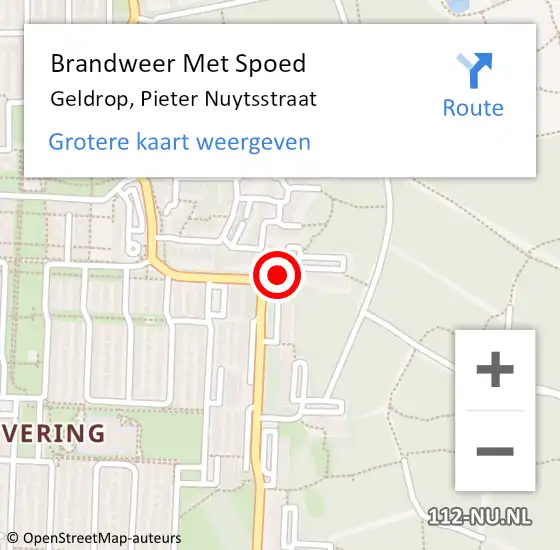 Locatie op kaart van de 112 melding: Brandweer Met Spoed Naar Geldrop, Pieter Nuytsstraat op 18 april 2021 11:15