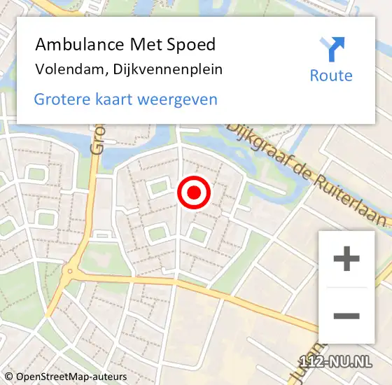 Locatie op kaart van de 112 melding: Ambulance Met Spoed Naar Volendam, Dijkvennenplein op 18 april 2021 11:44