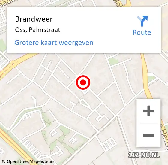 Locatie op kaart van de 112 melding: Brandweer Oss, Palmstraat op 18 april 2021 11:45