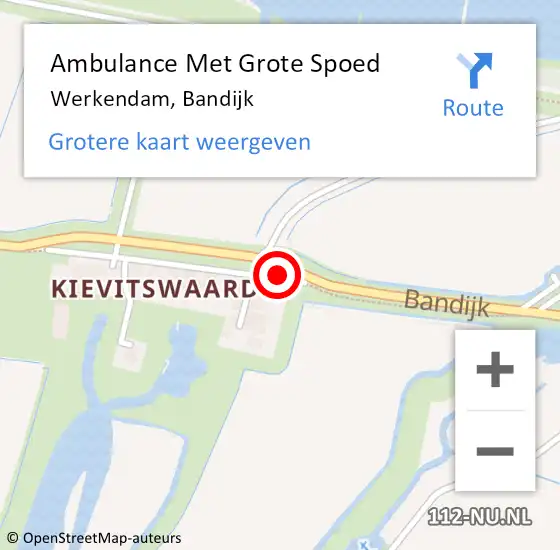 Locatie op kaart van de 112 melding: Ambulance Met Grote Spoed Naar Werkendam, Bandijk op 18 april 2021 11:47