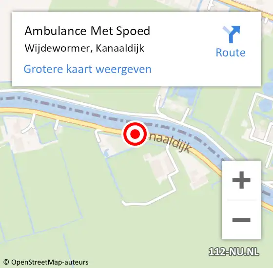 Locatie op kaart van de 112 melding: Ambulance Met Spoed Naar Wijdewormer, Kanaaldijk op 18 april 2021 12:10