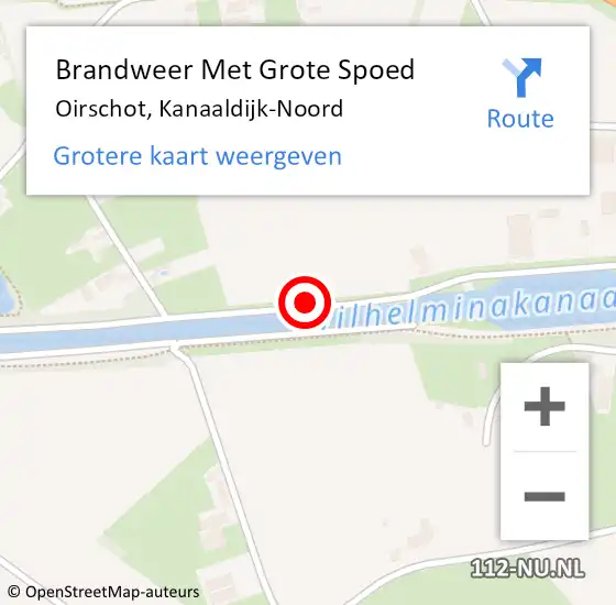 Locatie op kaart van de 112 melding: Brandweer Met Grote Spoed Naar Oirschot, Kanaaldijk-Noord op 18 april 2021 15:42