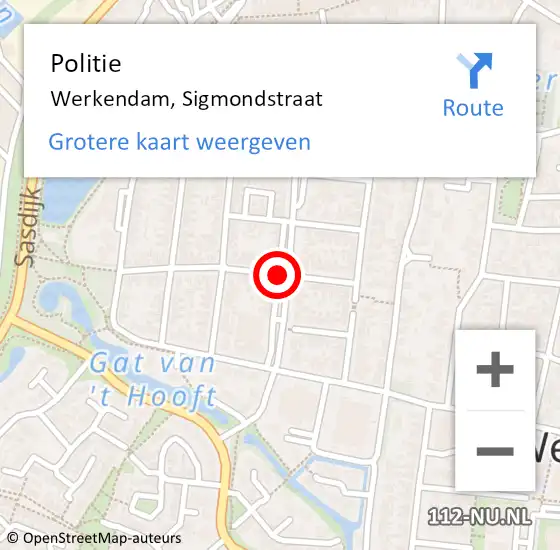 Locatie op kaart van de 112 melding: Politie Werkendam, Sigmondstraat op 18 april 2021 17:09