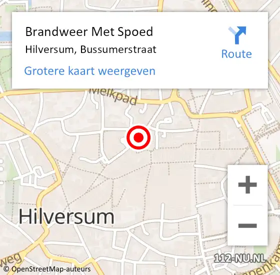 Locatie op kaart van de 112 melding: Brandweer Met Spoed Naar Hilversum, Bussumerstraat op 18 april 2021 17:50