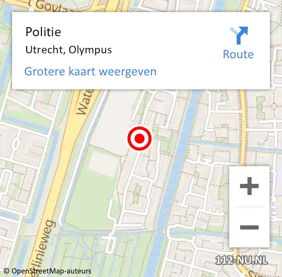 Locatie op kaart van de 112 melding: Politie Utrecht, Olympus op 18 april 2021 18:41