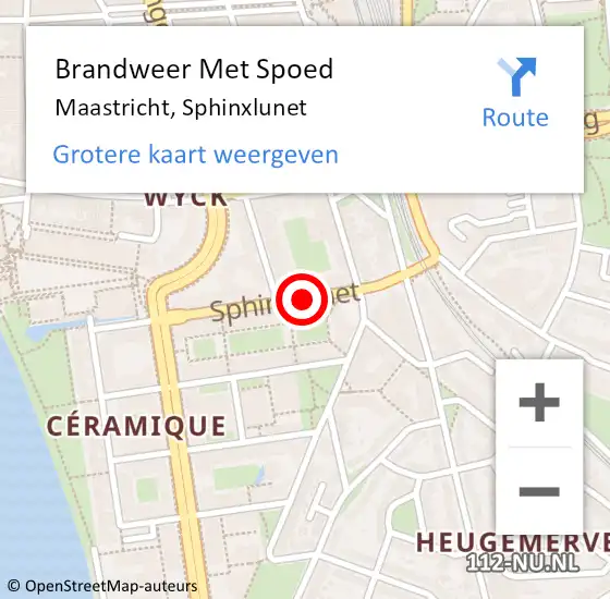 Locatie op kaart van de 112 melding: Brandweer Met Spoed Naar Maastricht, Sphinxlunet op 18 april 2021 18:58