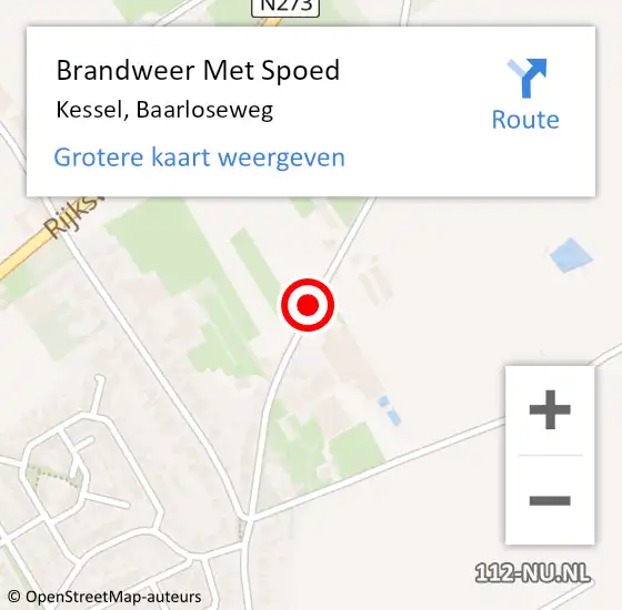 Locatie op kaart van de 112 melding: Brandweer Met Spoed Naar Kessel, Baarloseweg op 18 april 2021 19:24