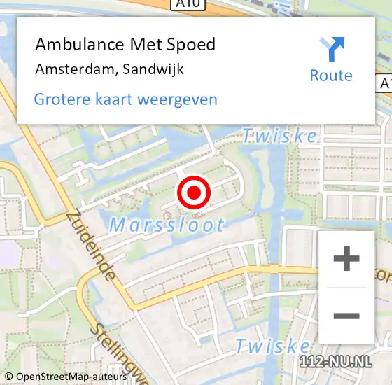 Locatie op kaart van de 112 melding: Ambulance Met Spoed Naar Amsterdam, Sandwijk op 18 april 2021 19:43