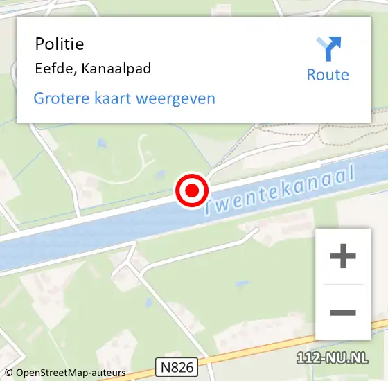 Locatie op kaart van de 112 melding: Politie Eefde, Kanaalpad op 18 april 2021 20:17