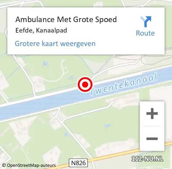 Locatie op kaart van de 112 melding: Ambulance Met Grote Spoed Naar Eefde, Kanaalpad op 18 april 2021 20:20