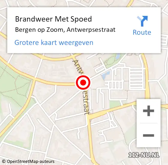 Locatie op kaart van de 112 melding: Brandweer Met Spoed Naar Bergen op Zoom, Antwerpsestraat op 18 april 2021 21:04