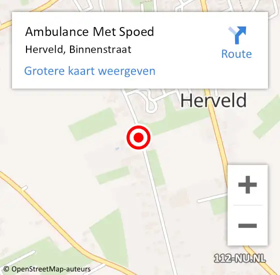 Locatie op kaart van de 112 melding: Ambulance Met Spoed Naar Herveld, Binnenstraat op 19 april 2021 01:46