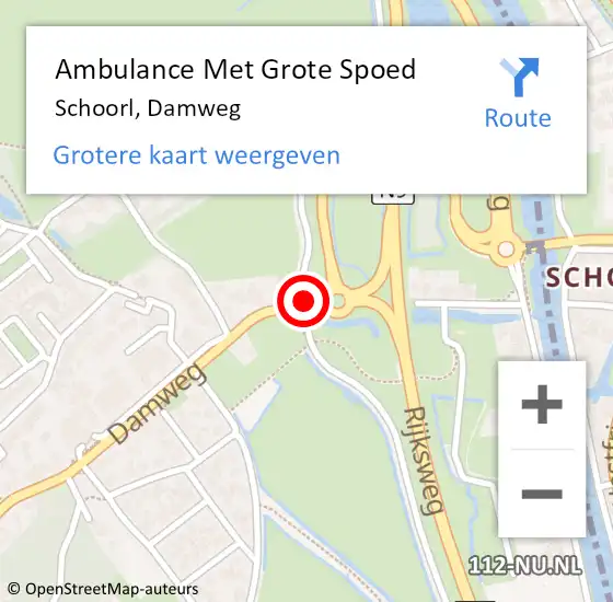 Locatie op kaart van de 112 melding: Ambulance Met Grote Spoed Naar Schoorl, Damweg op 19 april 2021 01:52