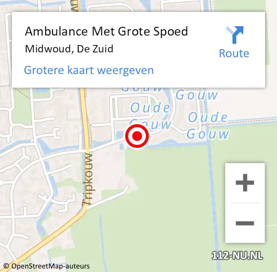 Locatie op kaart van de 112 melding: Ambulance Met Grote Spoed Naar Midwoud, De Zuid op 19 april 2021 03:15