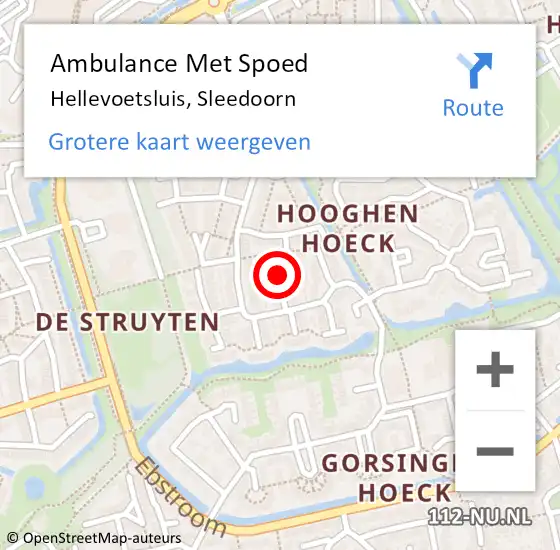 Locatie op kaart van de 112 melding: Ambulance Met Spoed Naar Hellevoetsluis, Sleedoorn op 19 april 2021 05:47