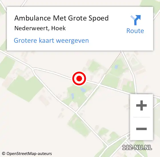 Locatie op kaart van de 112 melding: Ambulance Met Grote Spoed Naar Nederweert, Hoek op 8 juni 2014 09:10