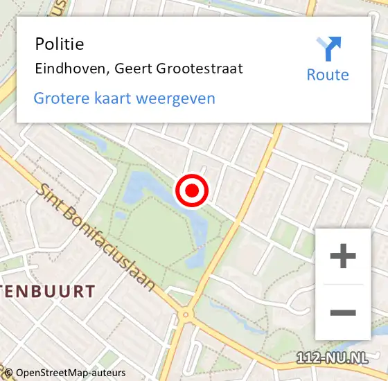 Locatie op kaart van de 112 melding: Politie Eindhoven, Geert Grootestraat op 19 april 2021 08:38