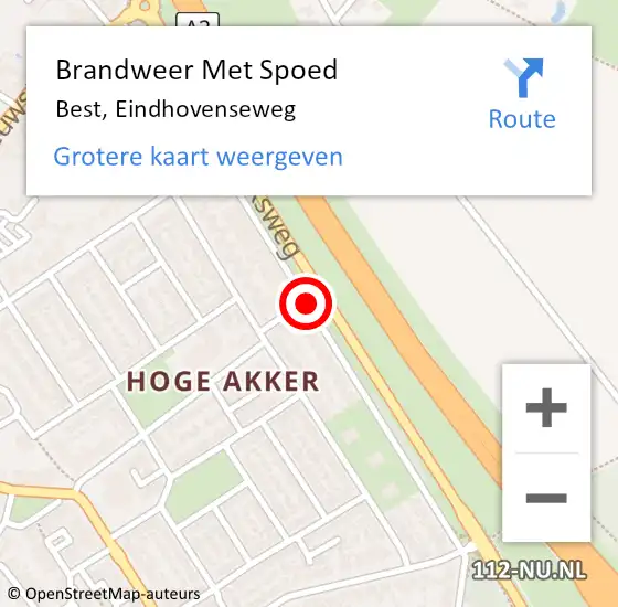 Locatie op kaart van de 112 melding: Brandweer Met Spoed Naar Best, Eindhovenseweg op 19 april 2021 08:52