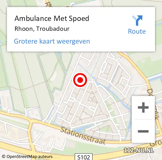 Locatie op kaart van de 112 melding: Ambulance Met Spoed Naar Rhoon, Troubadour op 19 april 2021 09:38