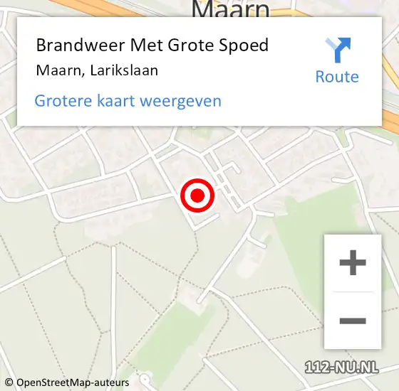 Locatie op kaart van de 112 melding: Brandweer Met Grote Spoed Naar Maarn, Larikslaan op 19 april 2021 09:59