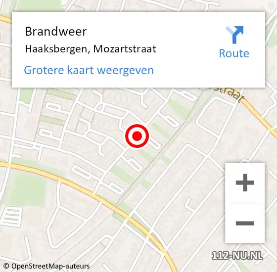 Locatie op kaart van de 112 melding: Brandweer Haaksbergen, Mozartstraat op 19 april 2021 10:02