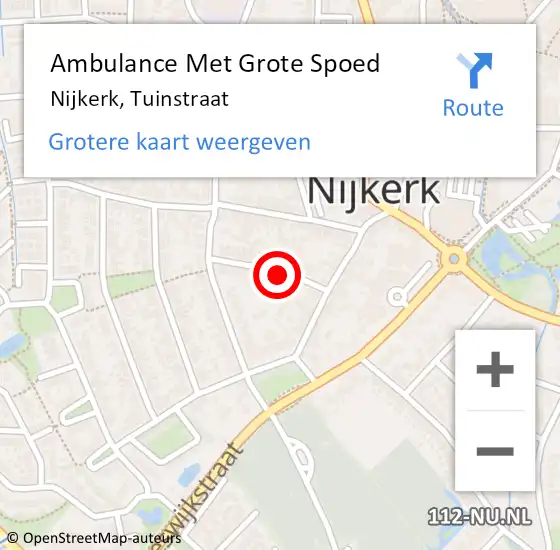 Locatie op kaart van de 112 melding: Ambulance Met Grote Spoed Naar Nijkerk, Tuinstraat op 19 april 2021 10:51