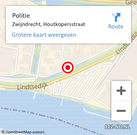 Locatie op kaart van de 112 melding: Politie Zwijndrecht, Houtkopersstraat op 19 april 2021 11:21