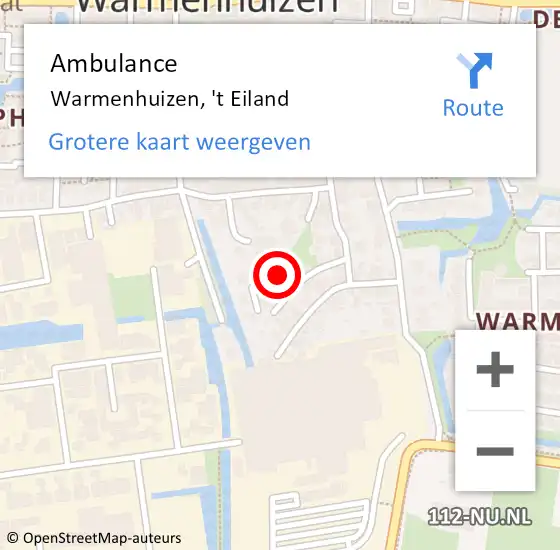 Locatie op kaart van de 112 melding: Ambulance Warmenhuizen, 't Eiland op 4 oktober 2013 12:37