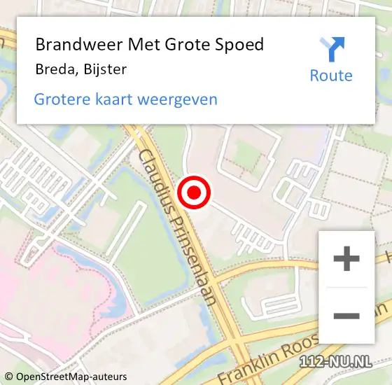 Locatie op kaart van de 112 melding: Brandweer Met Grote Spoed Naar Breda, Bijster op 19 april 2021 12:51