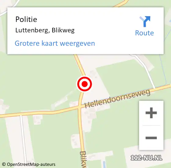 Locatie op kaart van de 112 melding: Politie Luttenberg, Blikweg op 19 april 2021 12:57
