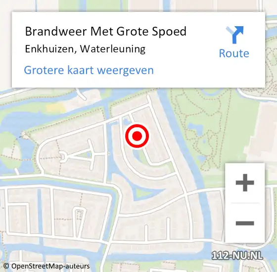 Locatie op kaart van de 112 melding: Brandweer Met Grote Spoed Naar Enkhuizen, Waterleuning op 19 april 2021 13:05